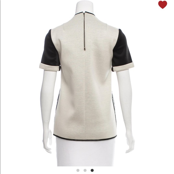 SOLD ELLERY Leather-Trimmed Short Sleeve Top - Picture 3 of 3